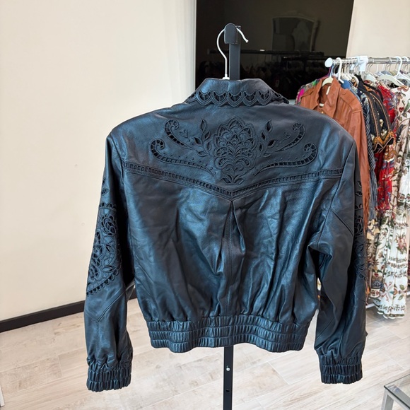 Farm Rio Richelieu Leather Bomber Jacket - Picture 11 of 16
